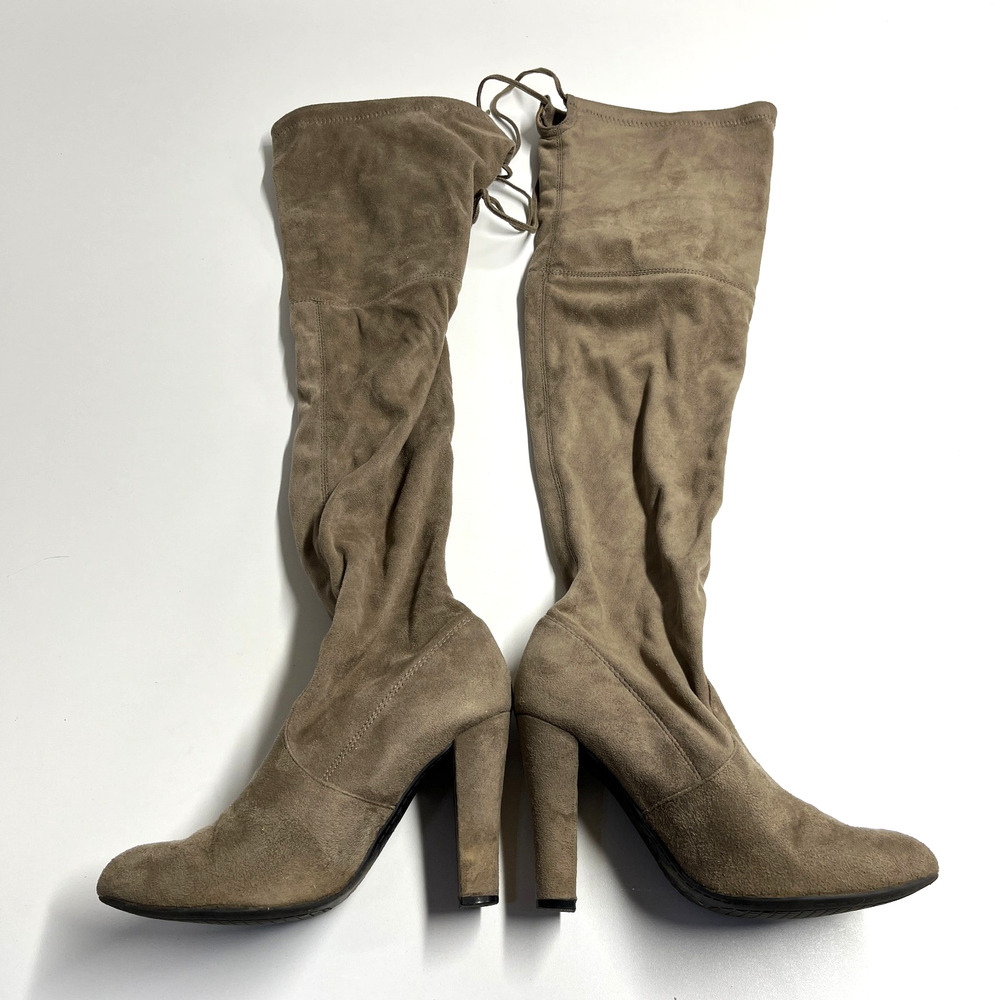 Steve Madden Gorgeous Brown Faux Suede Over The Knee Heeled Boots Size 7.5 M